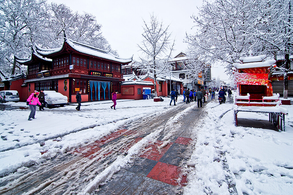 南京夫子庙雪景一组